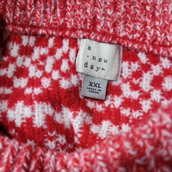 a new day Red and White Nordic Crew Neck Holiday Cheer Sweater Size XXL - Picture 5 of 6